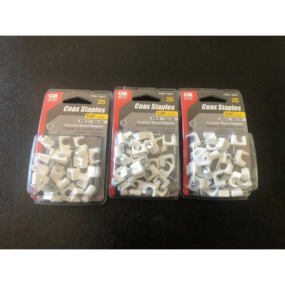 Gardner Bender 1/4 in. W Plastic Insulated Coaxial Staple 25 pk Lot Of 3 New